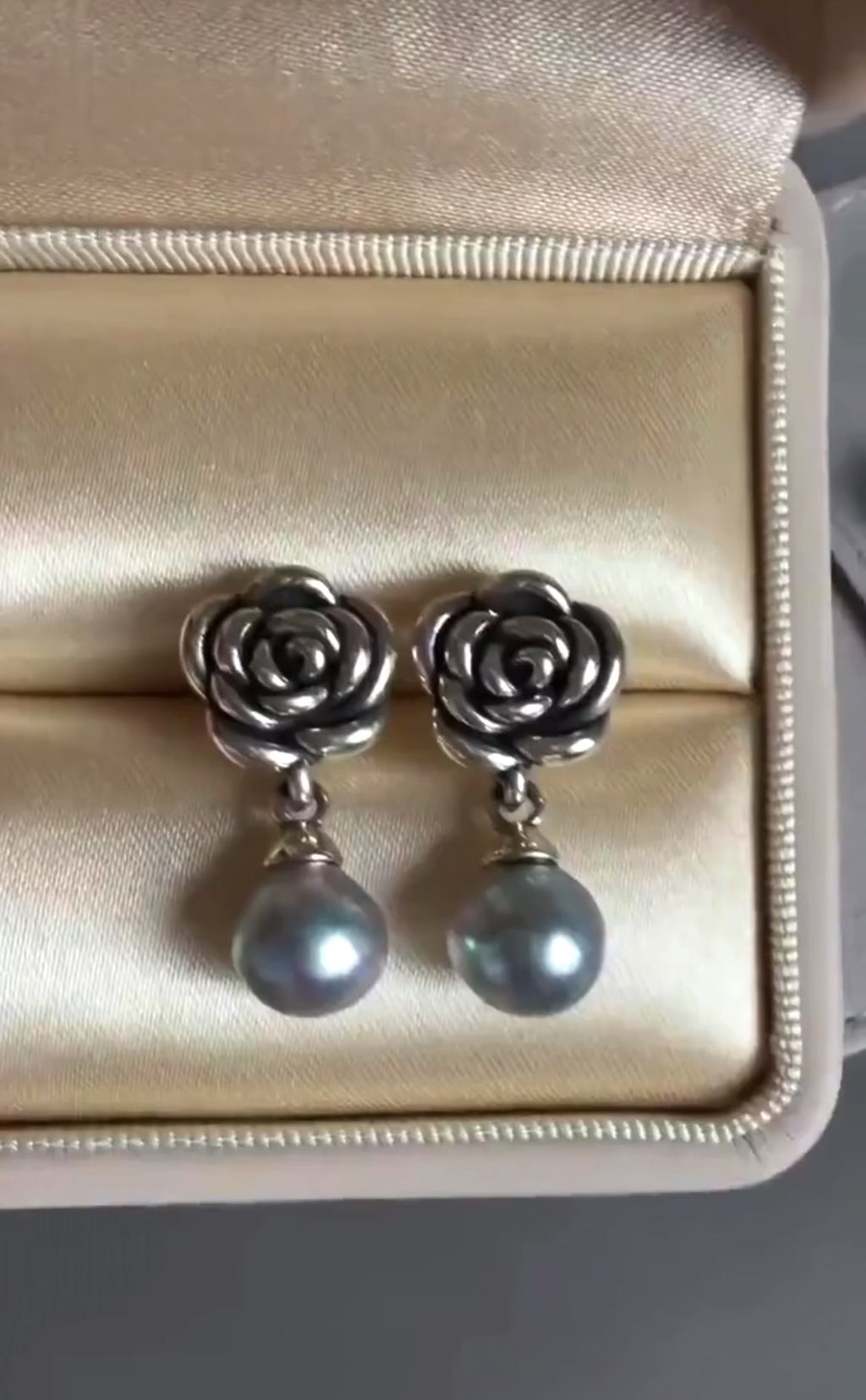 Seawater Madama Blue Rose Pearl  925 Sterling Silver Earrings